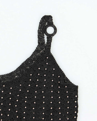 Vintage Y2k 00s Crochet Beaded Fringe Cami - S