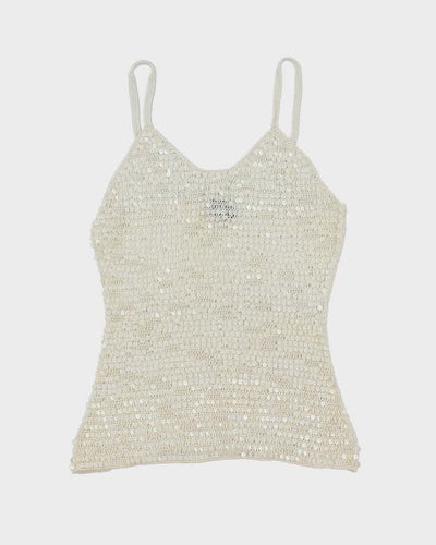 Vintage Y2k 00s Le Chateau Sequin Crochet Cami - S