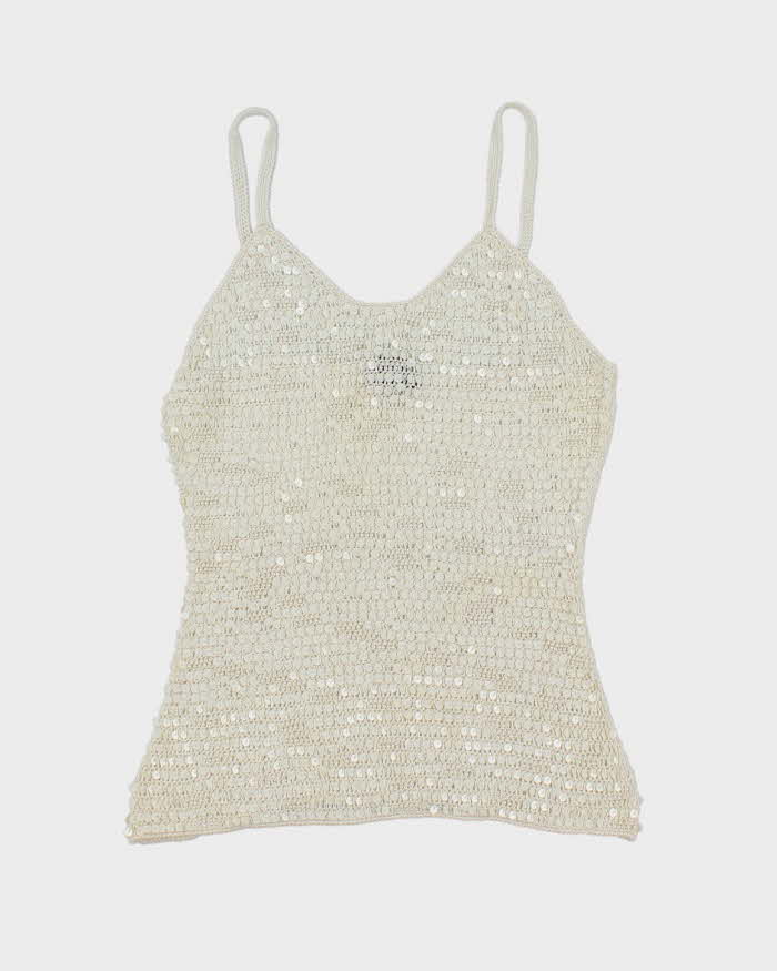 Vintage Y2k 00s Le Chateau Sequin Crochet Cami - S