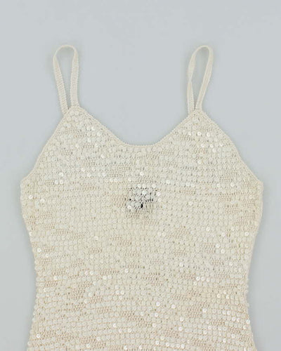 Vintage Y2k 00s Le Chateau Sequin Crochet Cami - S