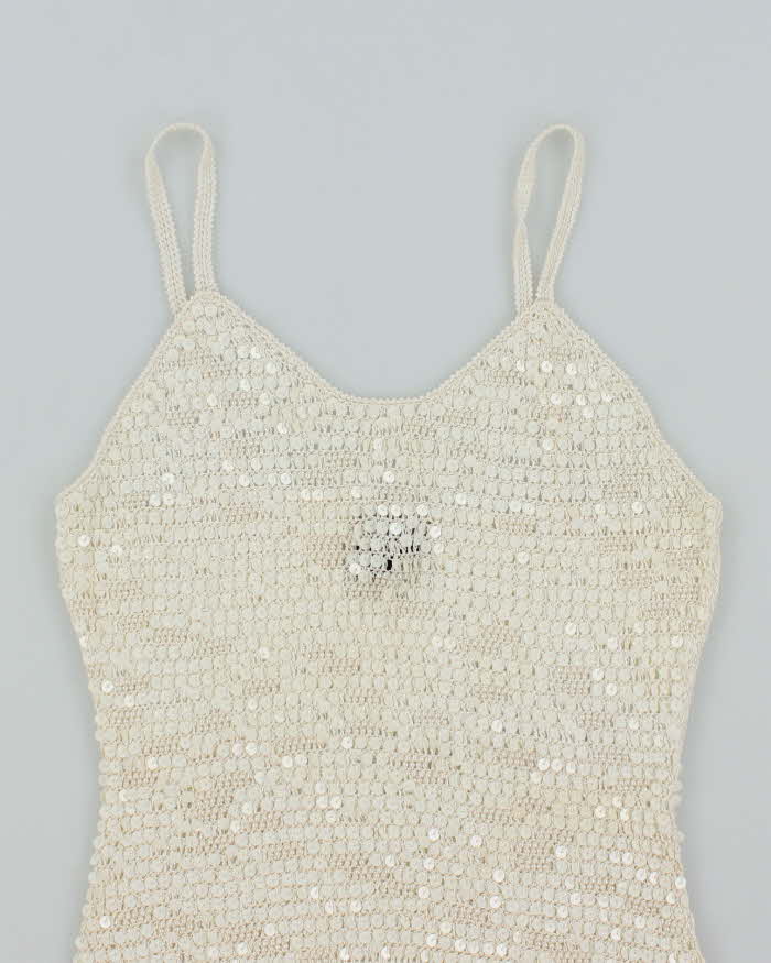 Vintage Y2k 00s Le Chateau Sequin Crochet Cami - S