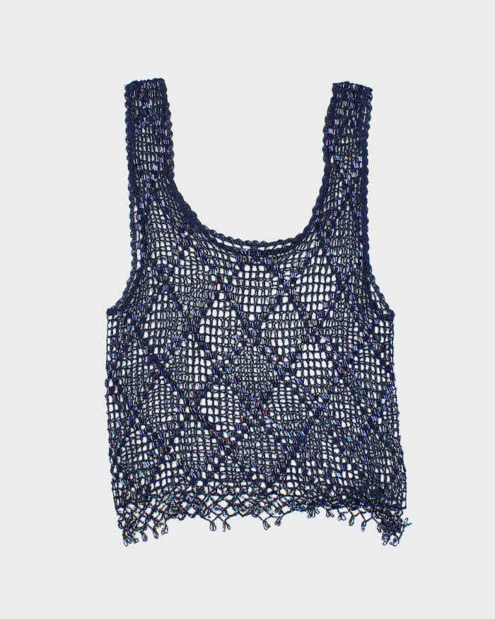 Vintage Y2k 00s Beaded Crochet Cami - S