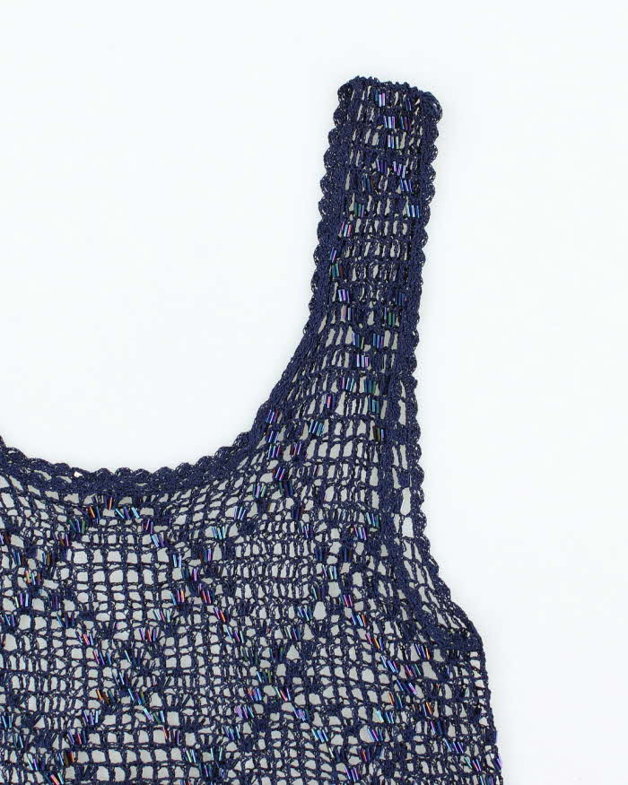 Vintage Y2k 00s Beaded Crochet Cami - S