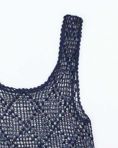 Vintage Y2k 00s Beaded Crochet Cami - S