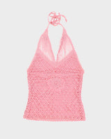 Vintage Y2k 00s Le Chateau Beaded Crochet Halter Neck Top - S