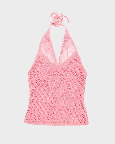 Vintage Y2k 00s Le Chateau Beaded Crochet Halter Neck Top - S