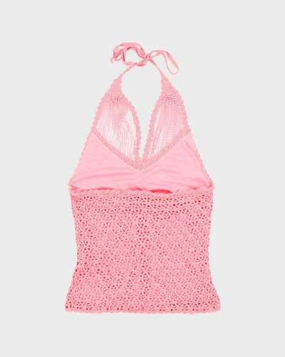 Vintage Y2k 00s Le Chateau Beaded Crochet Halter Neck Top - S