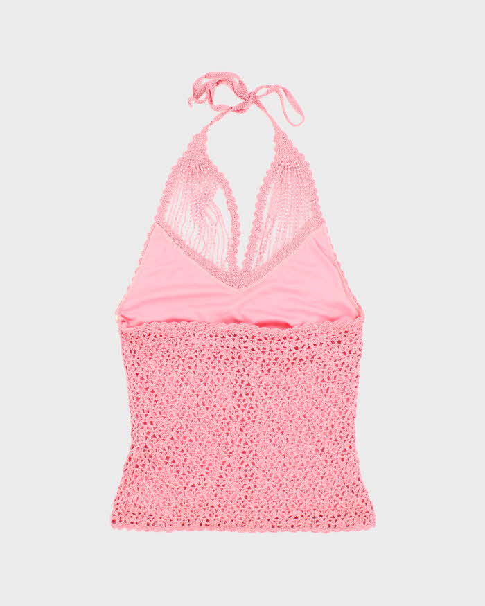 Vintage Y2k 00s Le Chateau Beaded Crochet Halter Neck Top - S