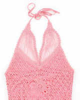 Vintage Y2k 00s Le Chateau Beaded Crochet Halter Neck Top - S