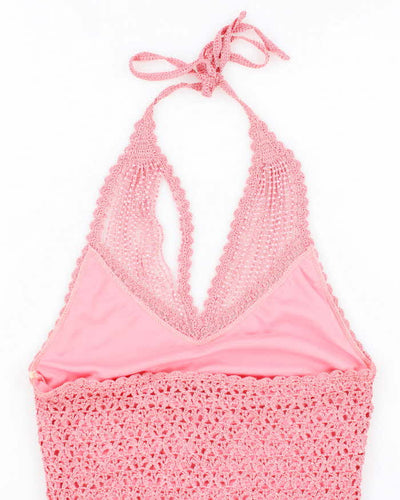 Vintage Y2k 00s Le Chateau Beaded Crochet Halter Neck Top - S