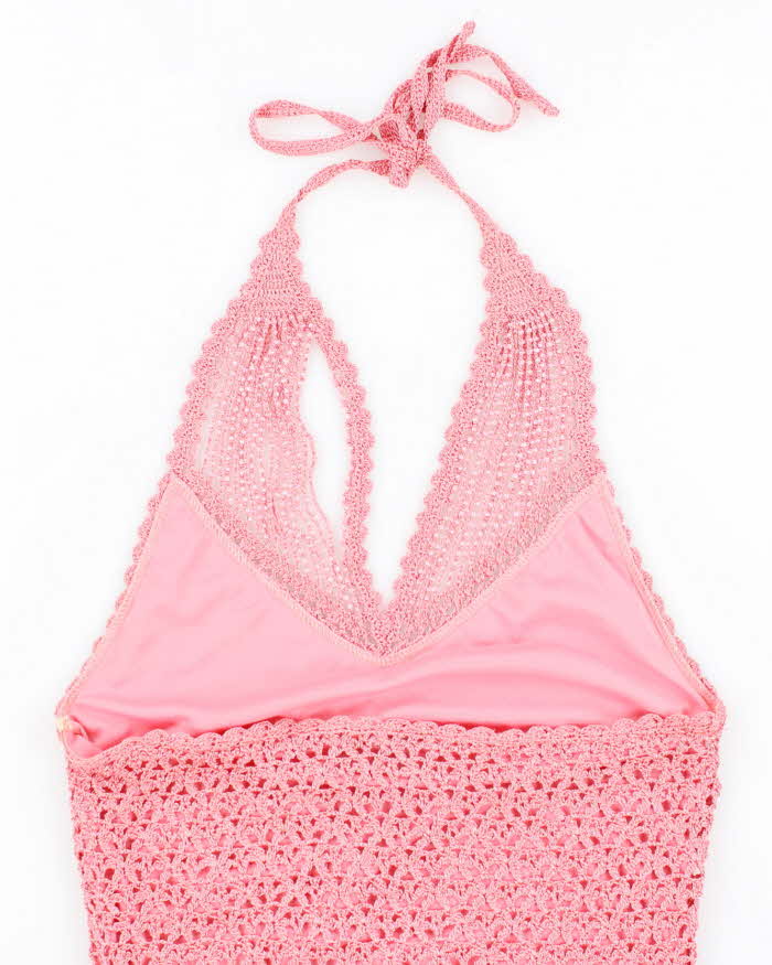Vintage Y2k 00s Le Chateau Beaded Crochet Halter Neck Top - S