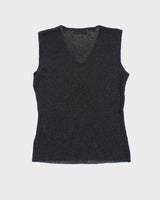 Vintage Y2k 00s Huafu Beaded Sheer Knit Top - S