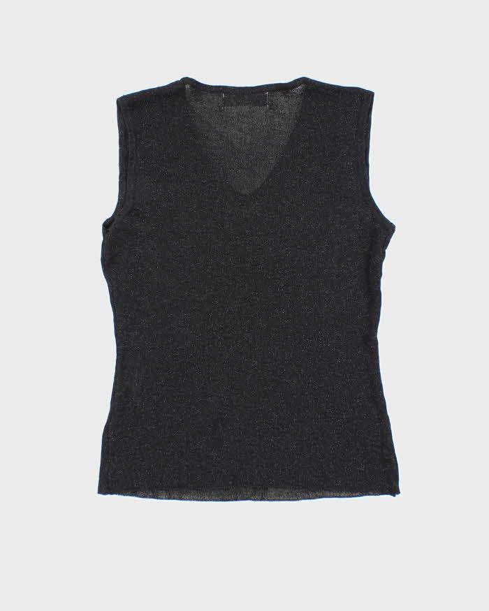 Vintage Y2k 00s Huafu Beaded Sheer Knit Top - S