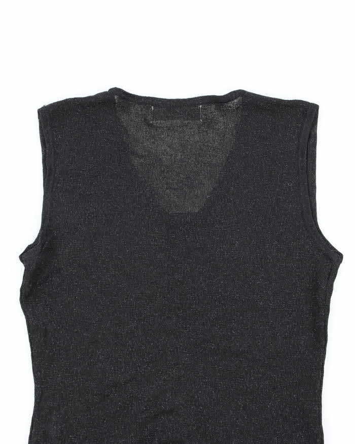 Vintage Y2k 00s Huafu Beaded Sheer Knit Top - S