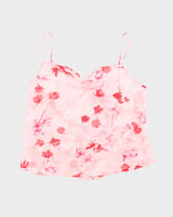 Vintage Y2k 00s Floral Sheer Tie Back Cami - L