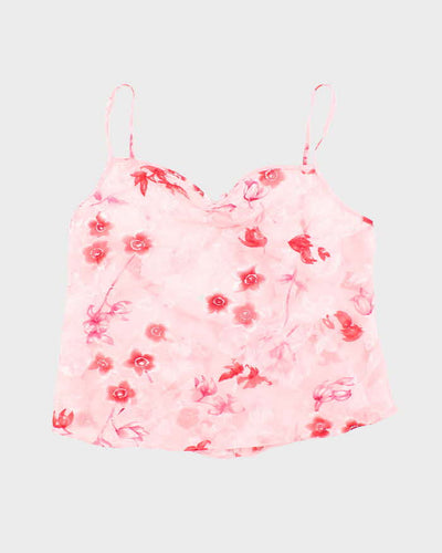 Vintage Y2k 00s Floral Sheer Tie Back Cami - L
