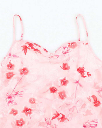 Vintage Y2k 00s Floral Sheer Tie Back Cami - L