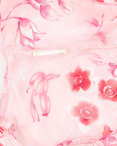Vintage Y2k 00s Floral Sheer Tie Back Cami - L