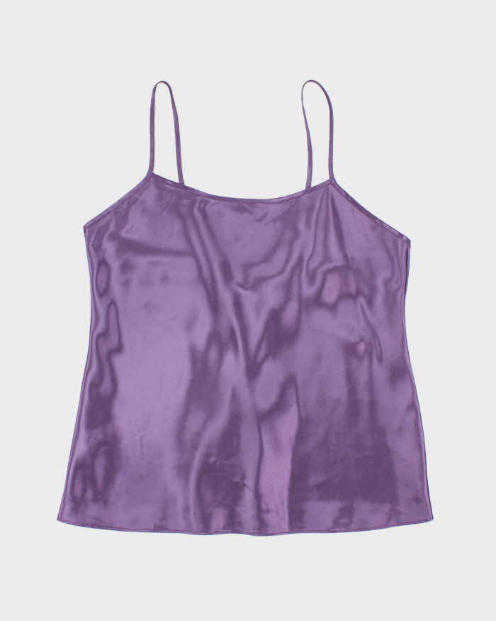 Vintage Y2k 00s La Vie En Rose Lace-Up Back Satin Cami - M