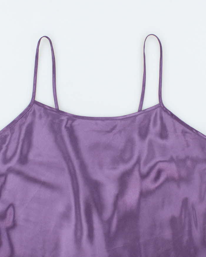 Vintage Y2k 00s La Vie En Rose Lace-Up Back Satin Cami - M