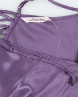 Vintage Y2k 00s La Vie En Rose Lace-Up Back Satin Cami - M