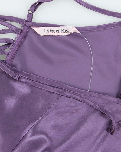 Vintage Y2k 00s La Vie En Rose Lace-Up Back Satin Cami - M