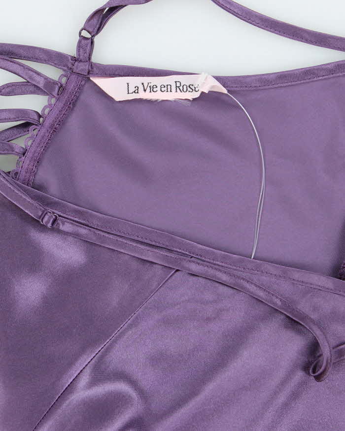 Vintage Y2k 00s La Vie En Rose Lace-Up Back Satin Cami - M