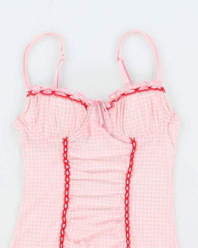 Vintage Y2k 00s Rampage Gingham Mesh Cami - XS