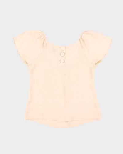 Central Park West Ivory Beige 100% Silk Blouse - S