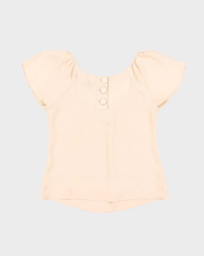 Central Park West Ivory Beige 100% Silk Blouse - S