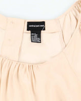 Central Park West Ivory Beige 100% Silk Blouse - S