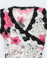Le Chateau Stretch Lace Pink and Black Tank Top - S