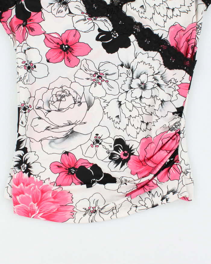 Le Chateau Stretch Lace Pink and Black Tank Top - S