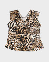 Vintage Y2k 00s Suzy O Ring Leopard Print Top - L