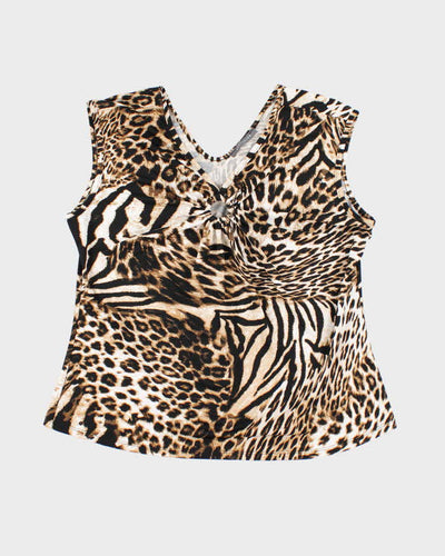 Vintage Y2k 00s Suzy O Ring Leopard Print Top - L