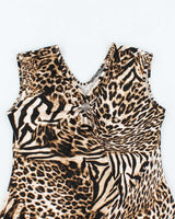 Vintage Y2k 00s Suzy O Ring Leopard Print Top - L