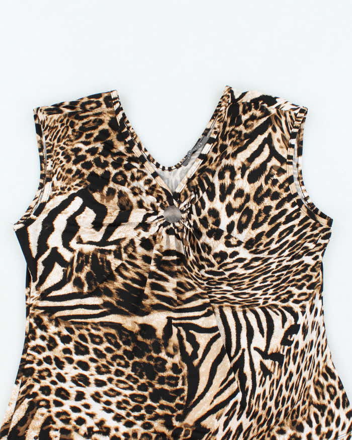 Vintage Y2k 00s Suzy O Ring Leopard Print Top - L