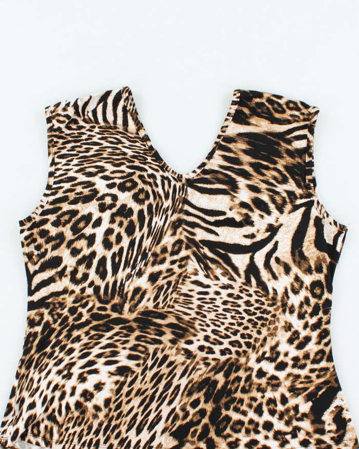 Vintage Y2k 00s Suzy O Ring Leopard Print Top - L
