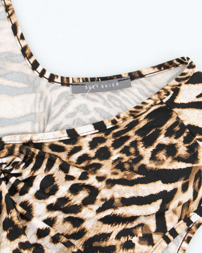Vintage Y2k 00s Suzy O Ring Leopard Print Top - L