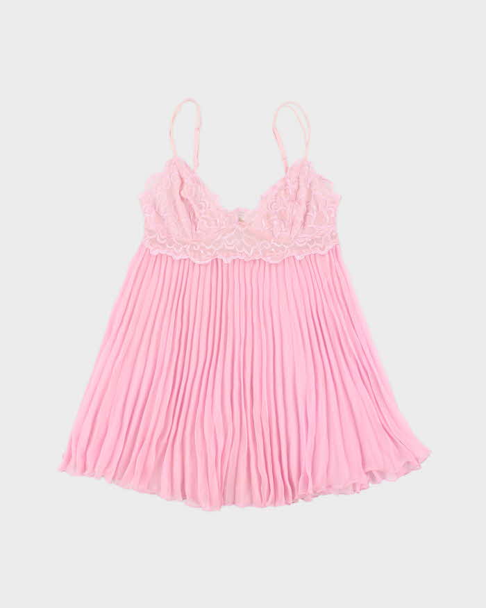 Vintage 90s 00s Silk &amp; Satin Mesh Pleated Cami - S