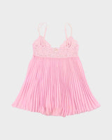 Vintage 90s 00s Silk &amp; Satin Mesh Pleated Cami - S