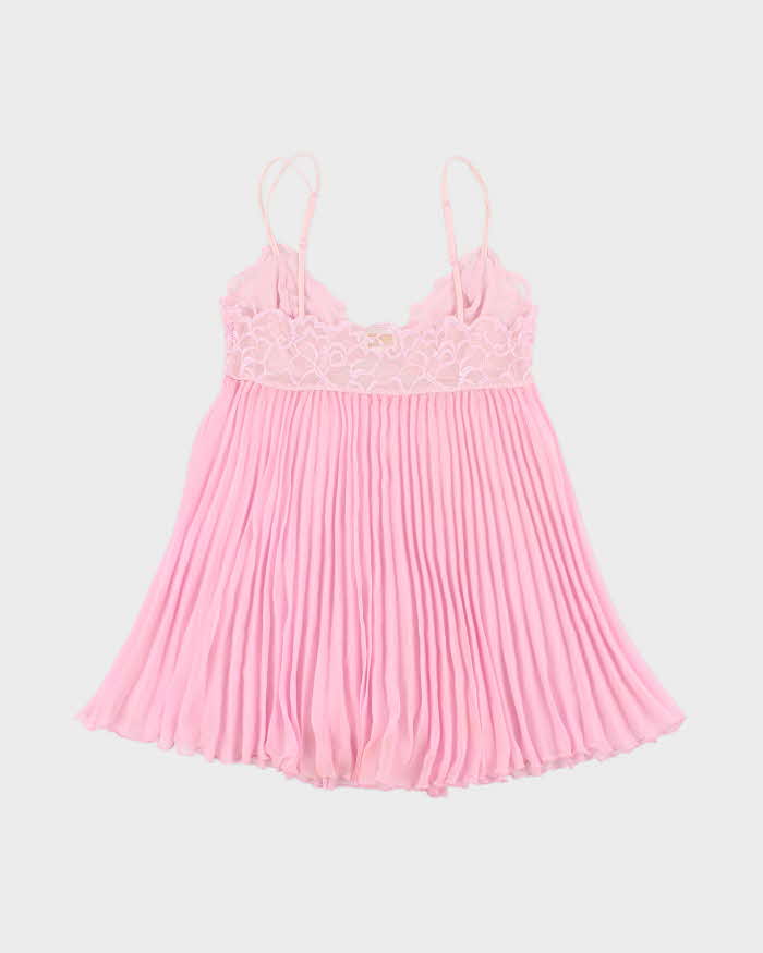 Vintage 90s 00s Silk &amp; Satin Mesh Pleated Cami - S