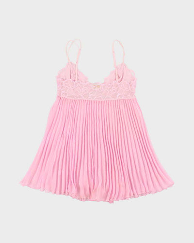 Vintage 90s 00s Silk & Satin Mesh Pleated Cami - S