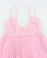 Vintage 90s 00s Silk &amp; Satin Mesh Pleated Cami - S