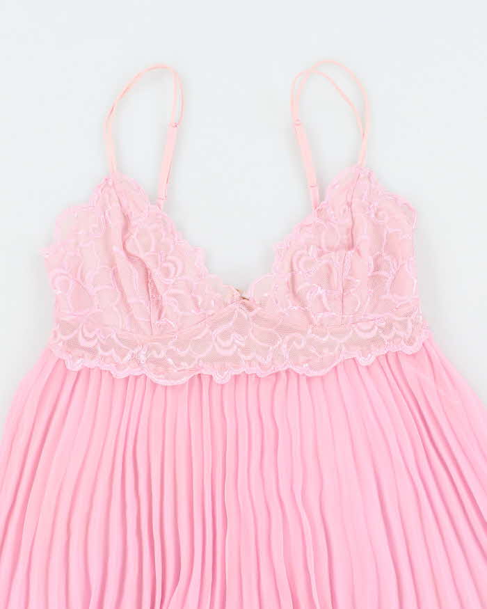 Vintage 90s 00s Silk &amp; Satin Mesh Pleated Cami - S