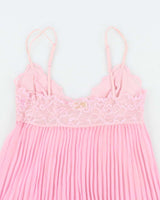 Vintage 90s 00s Silk &amp; Satin Mesh Pleated Cami - S
