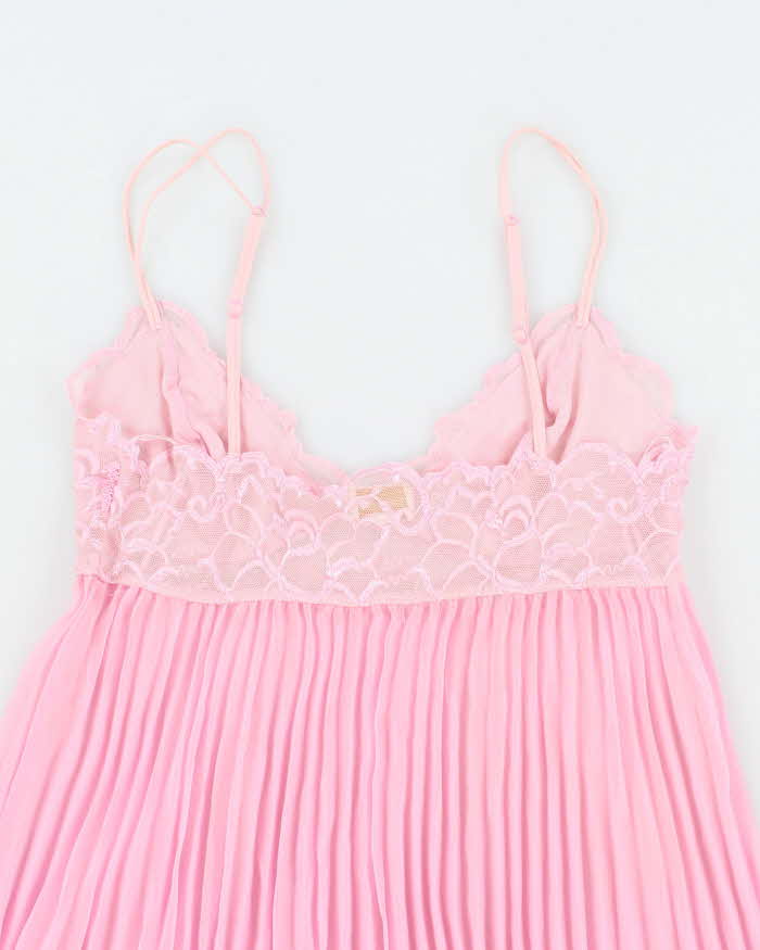 Vintage 90s 00s Silk &amp; Satin Mesh Pleated Cami - S