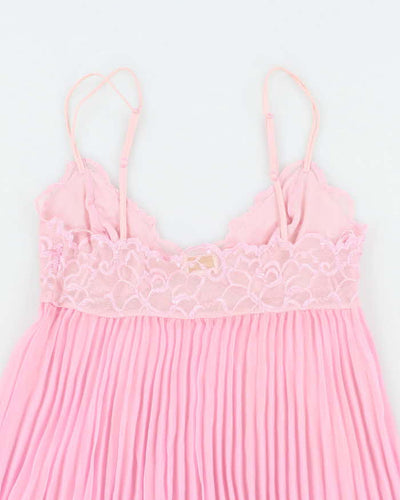 Vintage 90s 00s Silk & Satin Mesh Pleated Cami - S