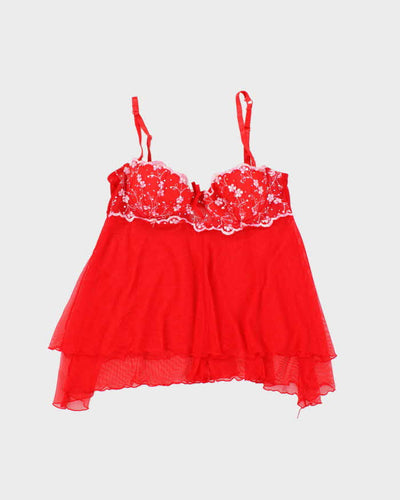 Vintage Y2k 00s Victoria's Secret Mesh Embroidered Top - S