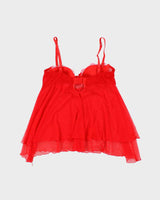 Vintage Y2k 00s Victoria's Secret Mesh Embroidered Top - S